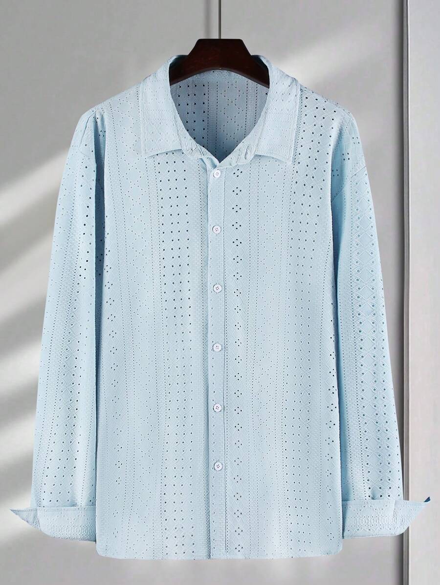 Manfinity Homme Camisa casual de jacquard para hombre de talla grande