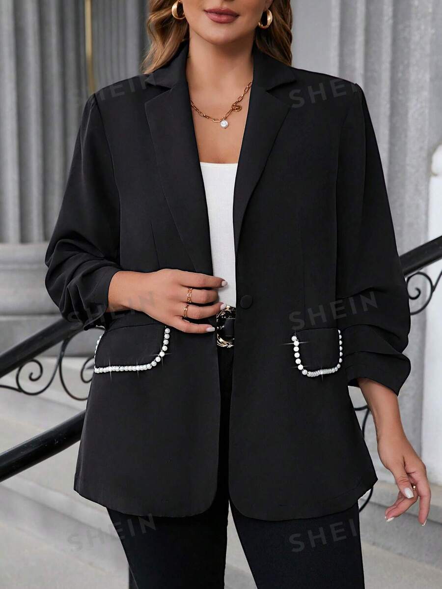 SHEIN Clasi Elegante blazer de talla grande de ajuste relajado para invierno, ropa de profesor