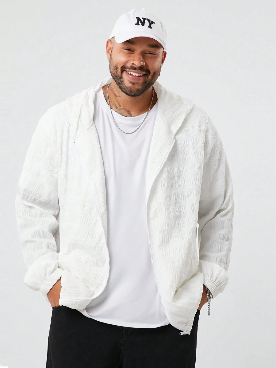 Manfinity NXTstreet Plus Size Heren Windjack, Geweven, Lente Stijl, Getailleerd Met Hoodie