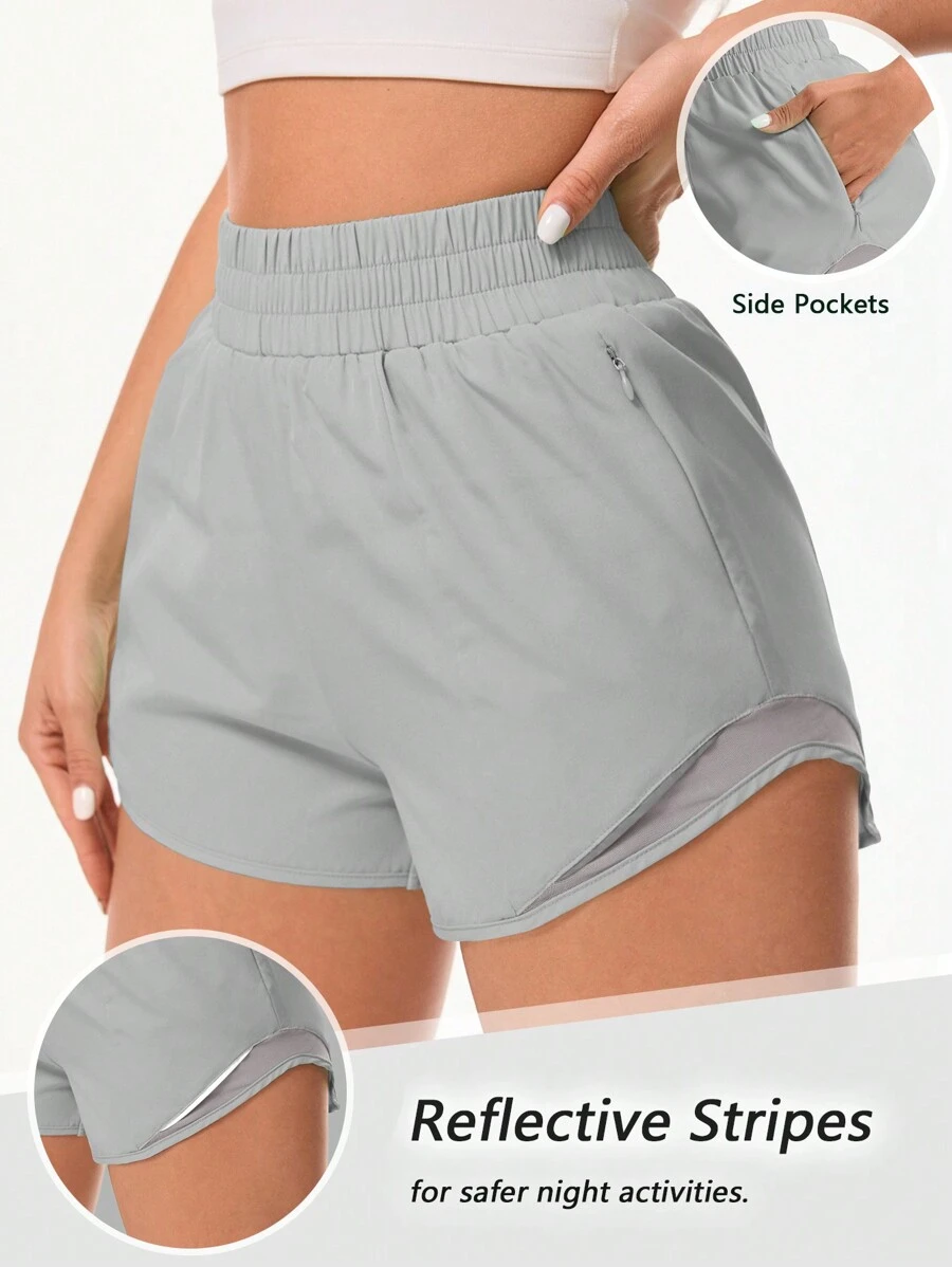 Effen kleur elastische taille zak sport shorts, zomer vrouwen sweat short, gym short, biker short comfortabele short