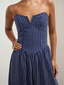 COSMINA فستان بانديو مخطط أنيق للنساء، صيفي