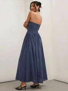 COSMINA فستان بانديو مخطط أنيق للنساء، صيفي