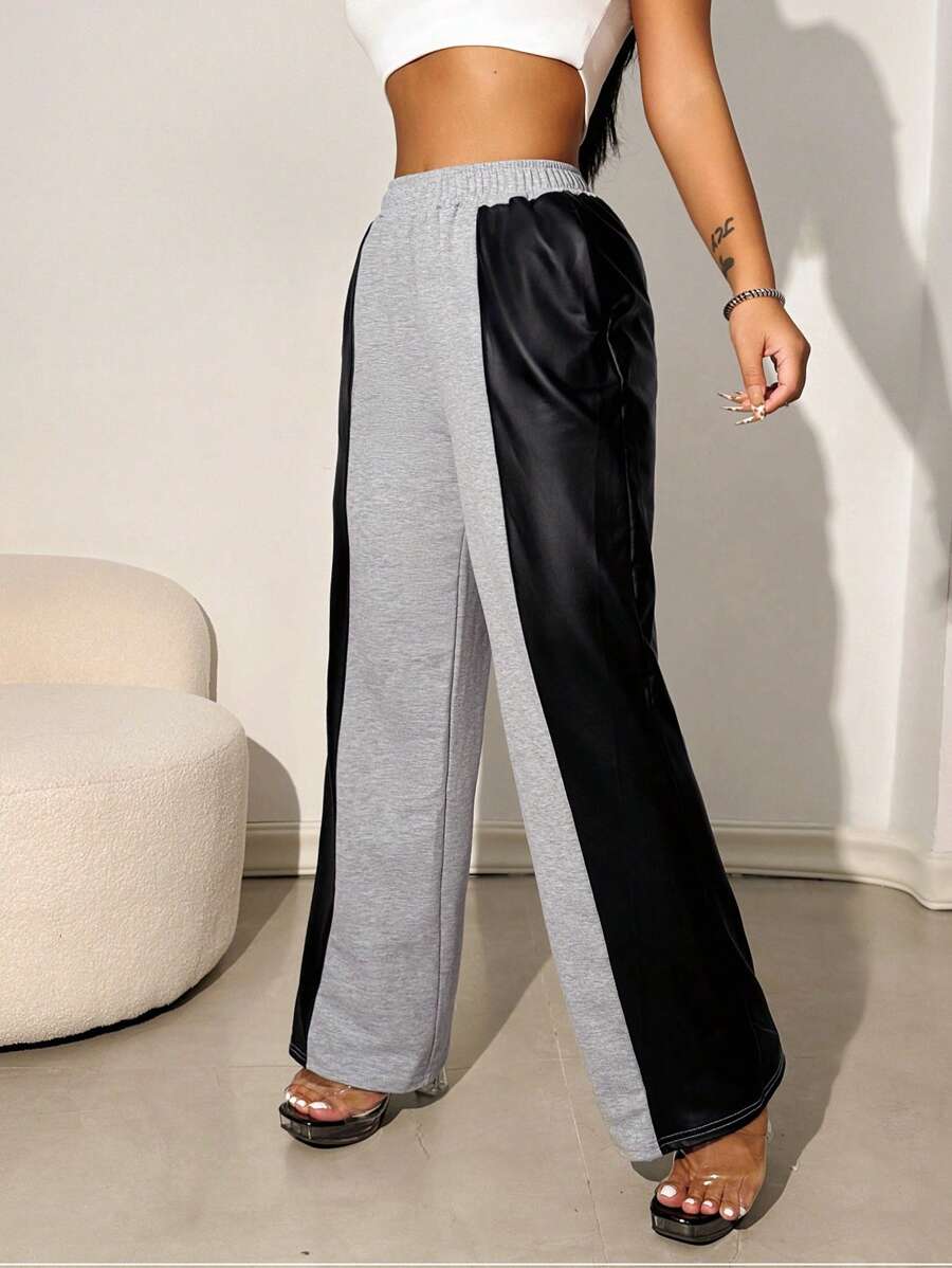 VaVaBold Women's Casual Patchwork Wide Leg Sweatpants Halloween Women Fall Clothes Pants Halloween Pants