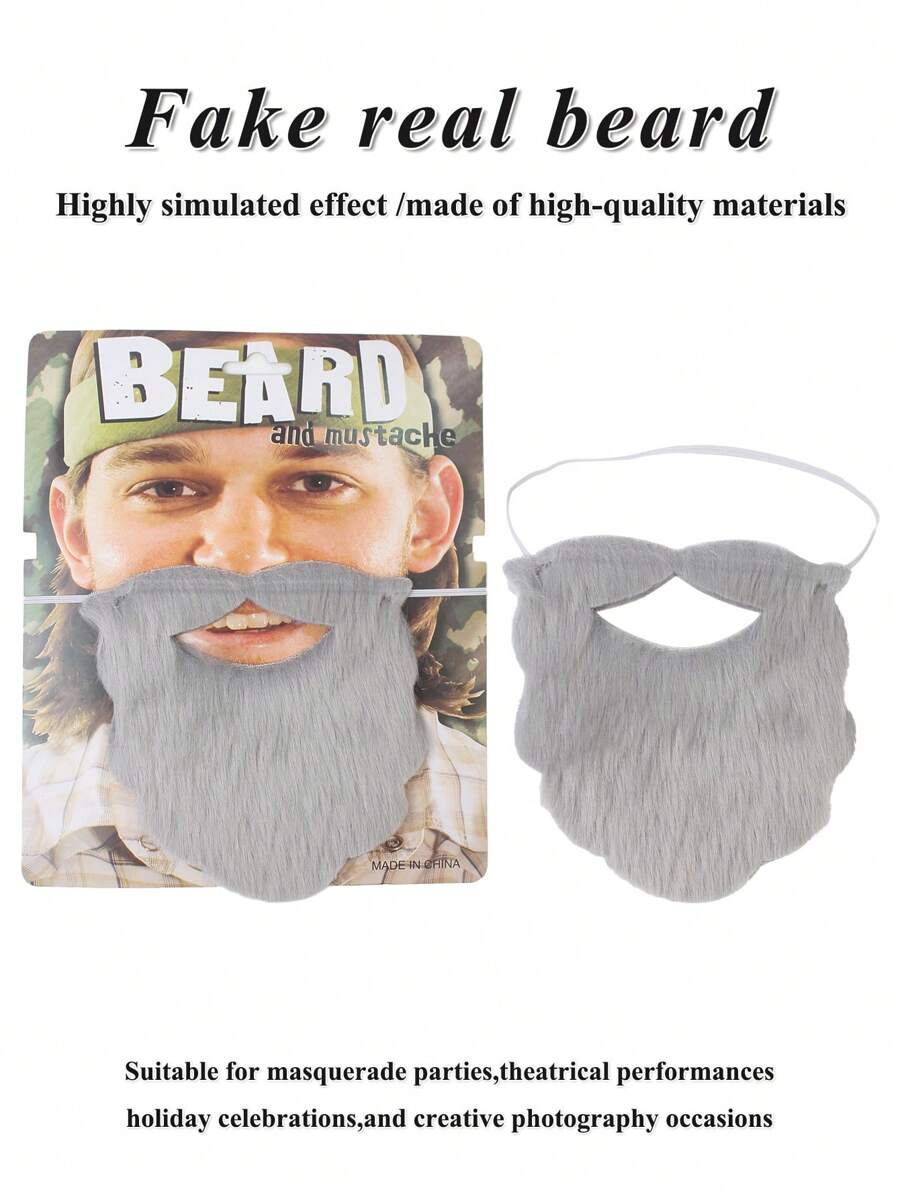 Suministros para fiesta de Halloween, barba y bigote falsos divertidos para hombres, estilo de bigote y vello de mentón