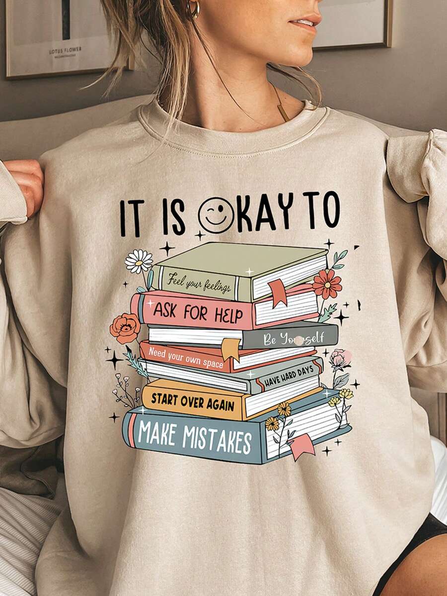 INAWLY Women's Crew Neck Long Sleeve Casual Letter Printed Sweatshirt,Long Sleeve Tops Graduation,Back To School Outfits,Graduation,Teacher Outfits For Women,Back To School