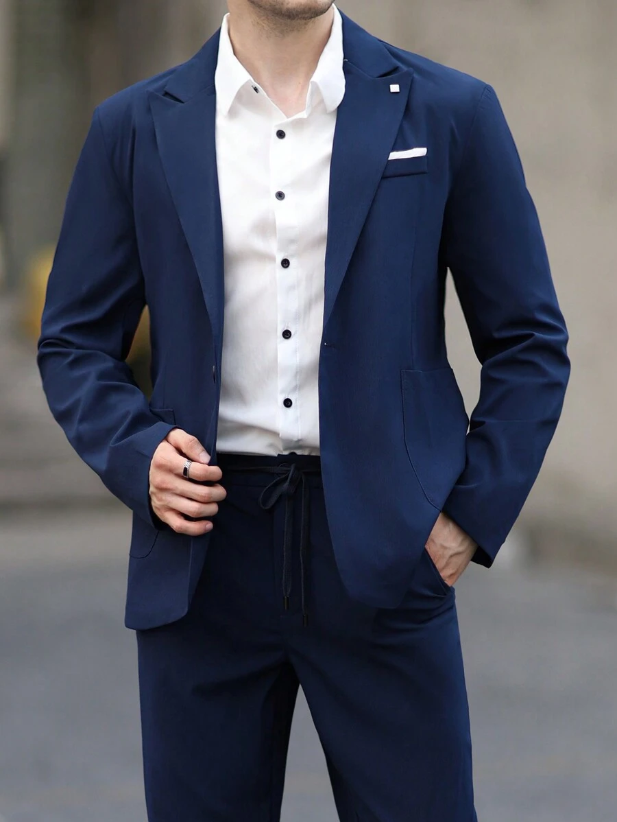 Manfinity Mode Men Solid Blazer & Suit Pants For Dailywear