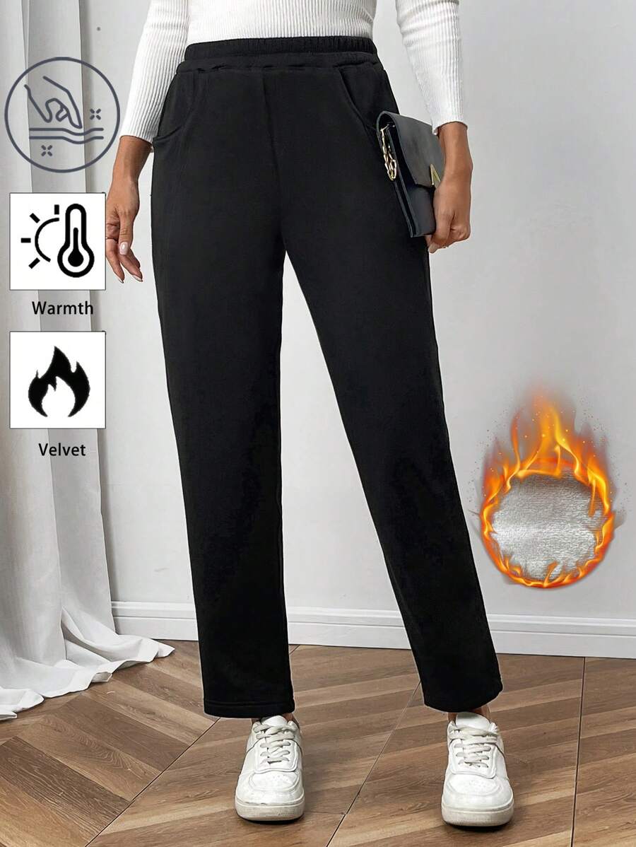 EMERY ROSE Women's Winter Thermal Lined Warm Straight-Leg Pants