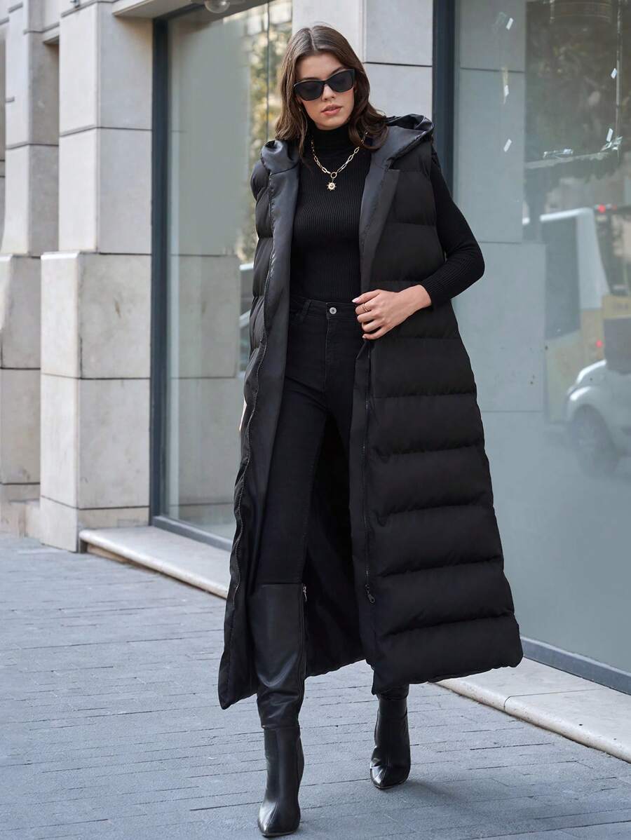 EURMUSE Sleeveless Loose Thick Padded Coat With Side Pockets
