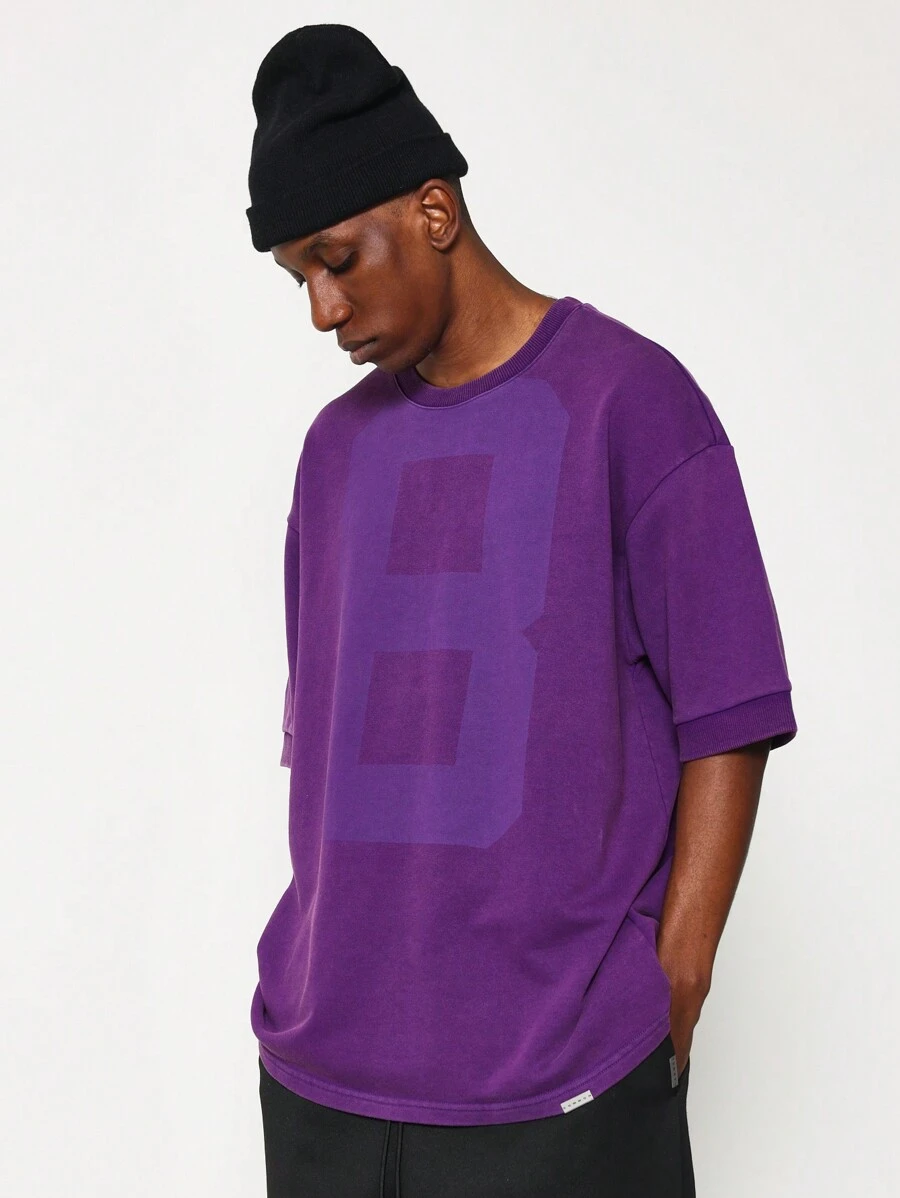 SUMWON Heavyweight Oversized Washed Tee With Number Graphic Print
