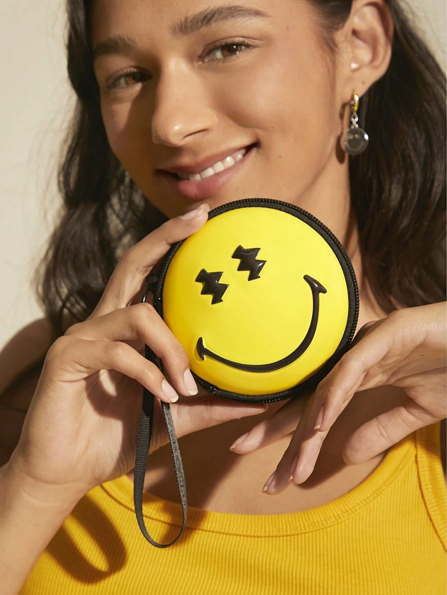 SmileyWorld® | SHEIN Fun Cartoon Expression Pattern Round Coin Purse
