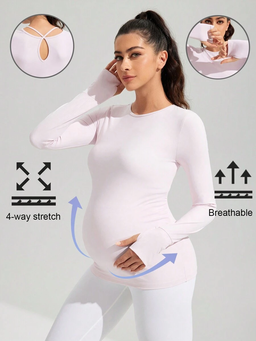 SHEIN Maternity Seamless Yoga Sports Leggings, Activewear Top, Yoga Set For Pregnancy, Fitness, Running, Outdoor Sports