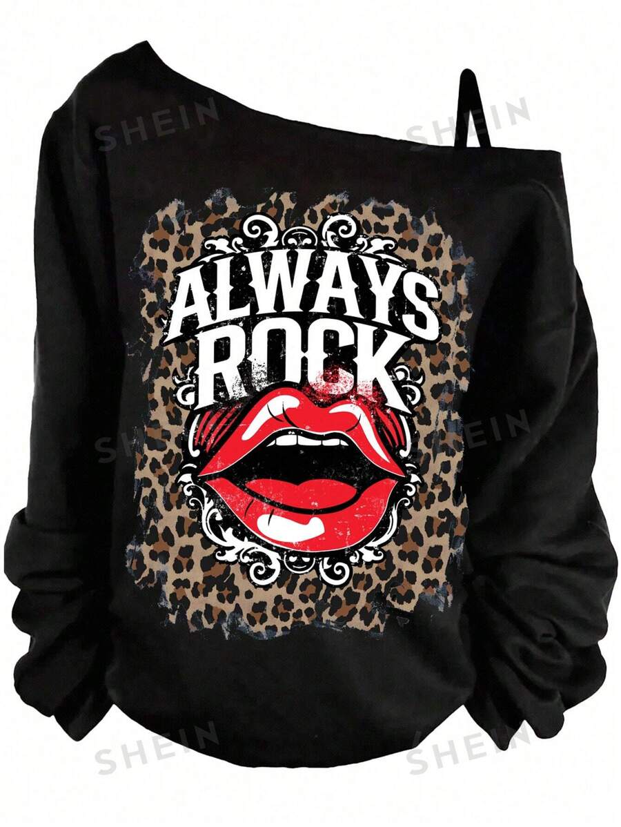 EMERY ROSE Camiseta de tirantes estampada con labios rojos minimalista y casual para mujeres talla grande