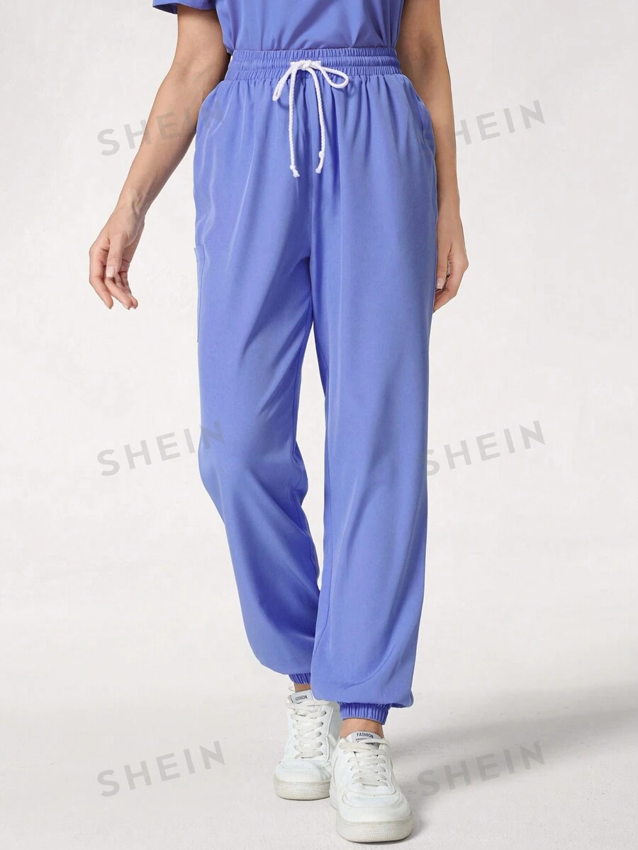 TaskEZ Pantalón de uniforme de unicolor con cordón en la cintura y puños en los tobillos