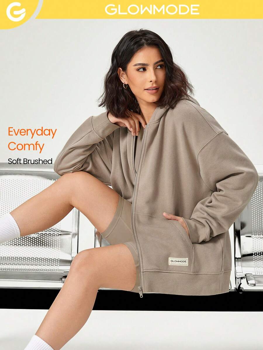 GLOWMODE Everyday Fleece Keep It Casual Unisex Long Sleeve Hoodie Jacket With Basic Pockets Daily Casual
