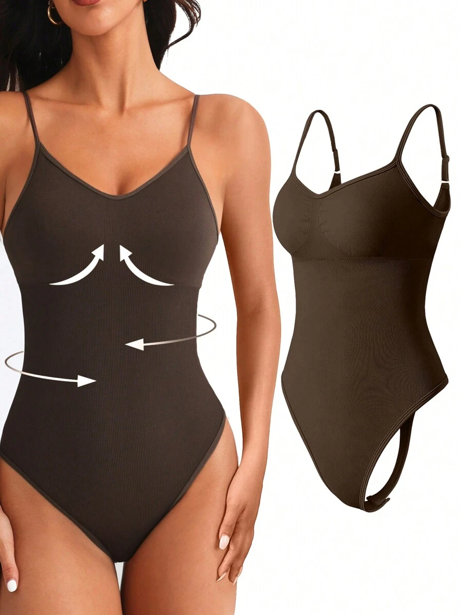 SHEIN Sport Studio Seamless Yoga Bodysuit With Padded Bra And High Elasticity