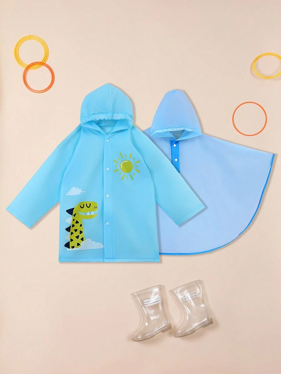 Kids Boys' Cute Animal Print Waterproof Raincoat For Outdoor Sports, School Walking