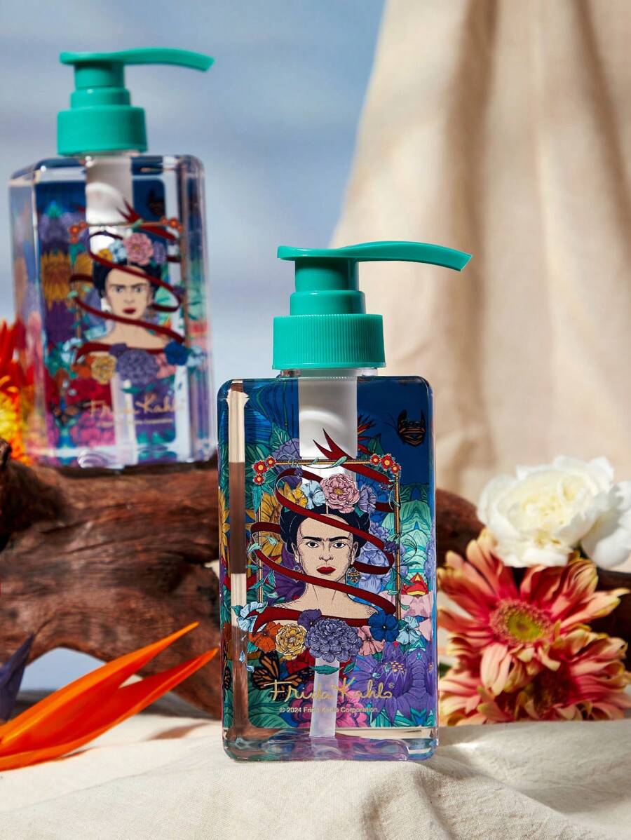 Frida Kahlo X SHEIN Portable Floral & Butterfly Print Pressure-Dispense Bottle, 450ml, Gift Set, Day