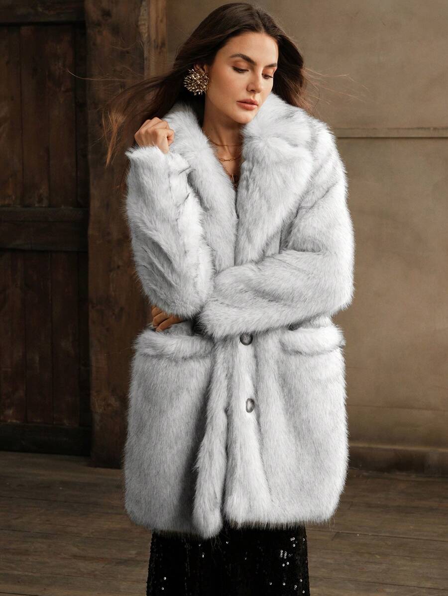 Anewsta Mid-Length Fluffy Fluffy Cardigan For Women, Classic Versatile Design