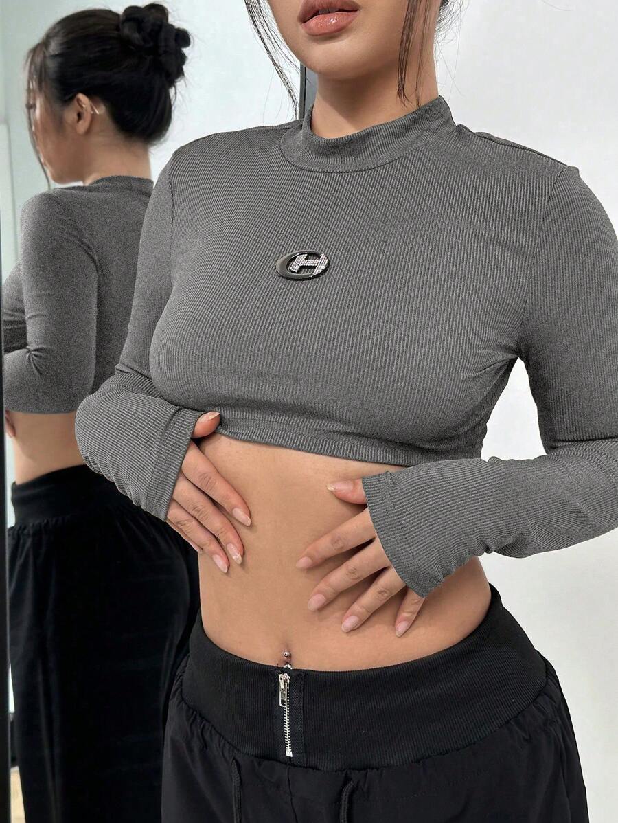 Flirla Women's Applique Collar Long Sleeve Casual Blouse