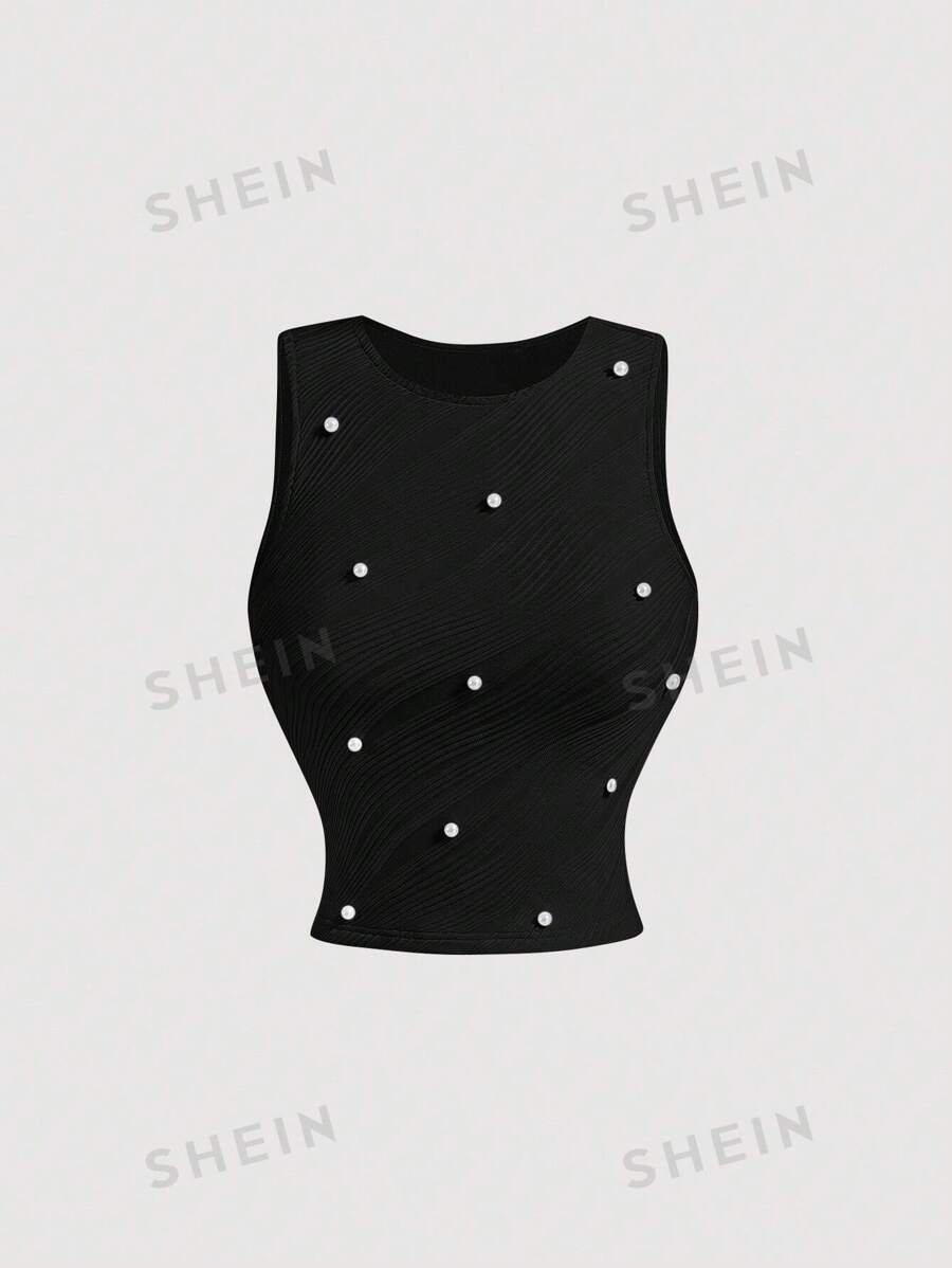 SHEIN MOD Top de tirantes con textura de twill de color albaricoque, ropa vintage de mujer, moda de los 90, blusas de otoño