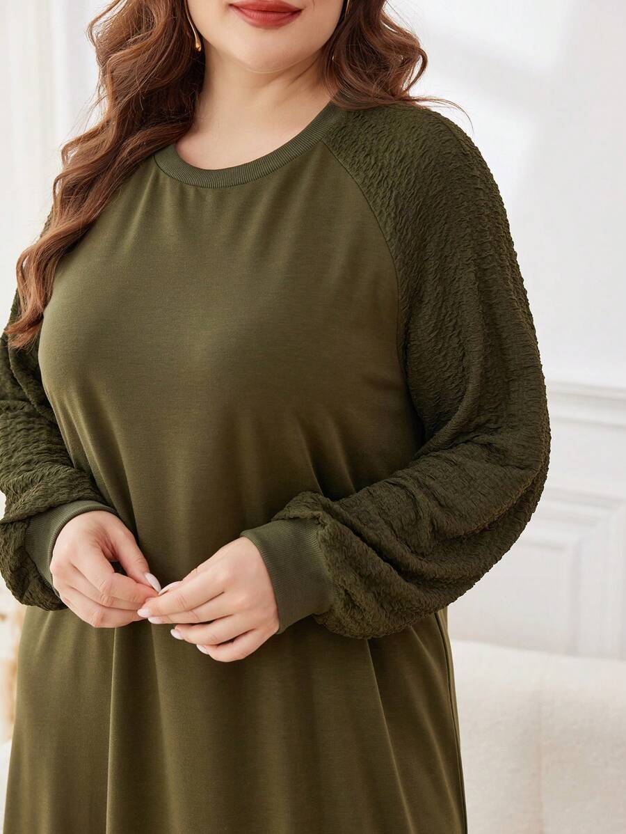 Lacomfia Felpa girocollo a maniche lunghe tinta unita di taglia oversize, pullover casual, adatta per uso quotidiano, viaggi e casa