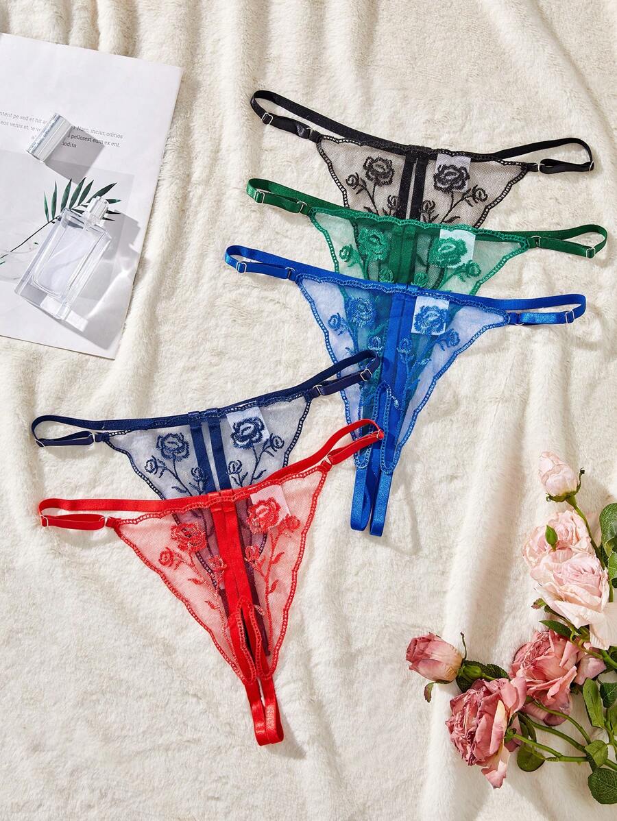 Classic Sexy 5 Stücke/Packung bestickte durchbrochene sexy Unterwäsche für Frauen