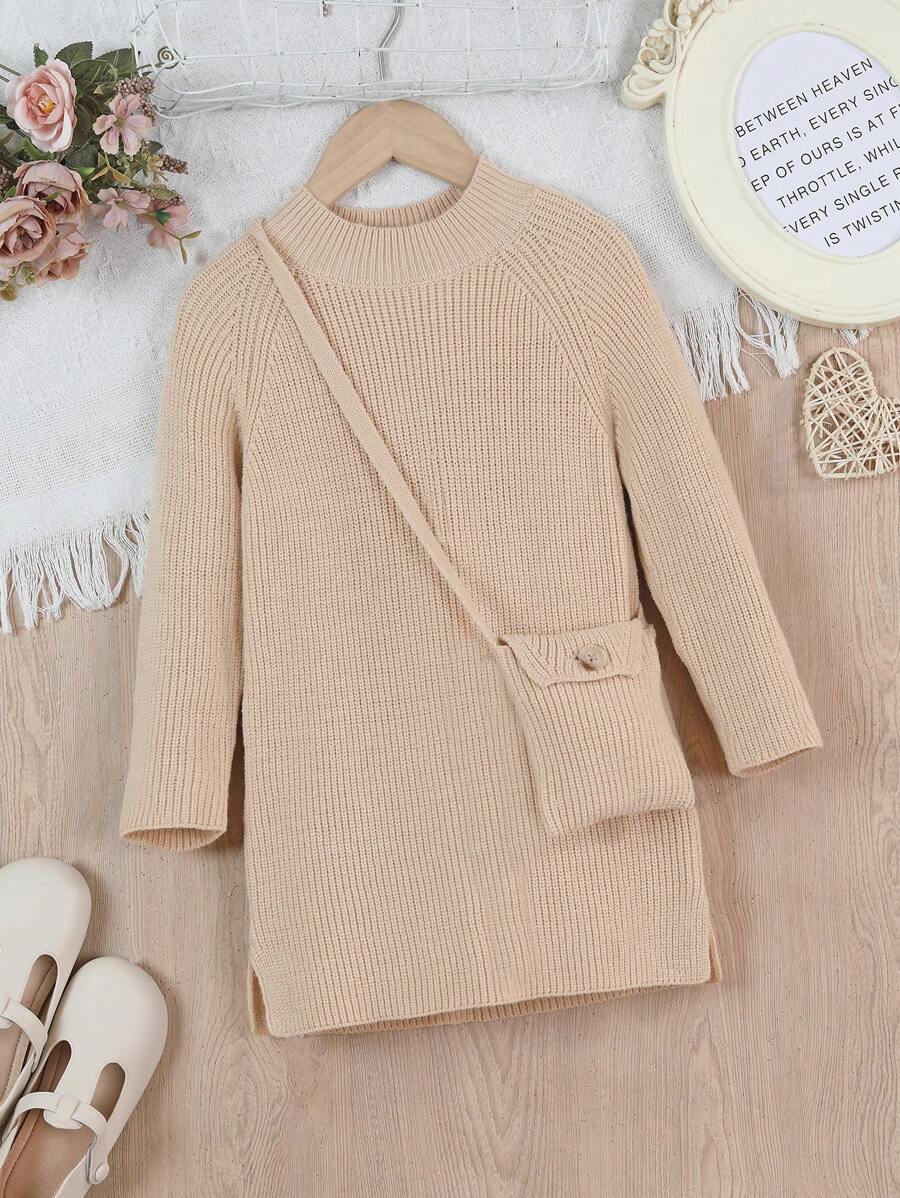 SHEIN Robe casual à col rond pour filles avec ceinture, convenant pour le printemps, l'été et l'automne, fraîche et mignonne, adaptée pour la maison, la sortie, la fête, l'école, les courses
