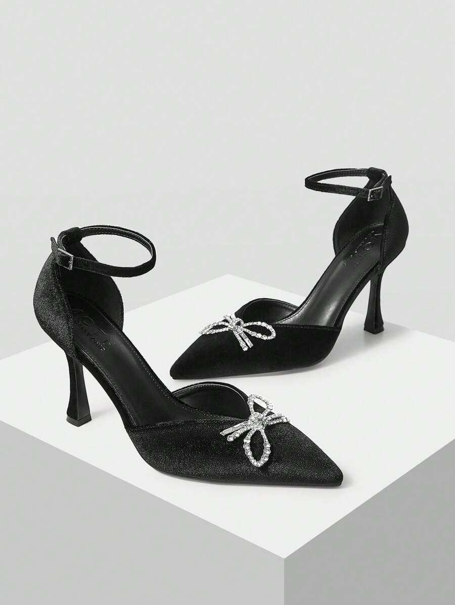 MOTF PREMIUM 2024 POINTED TOE HIGH HEELS SHOES WITH CRYSTAL BOW ACCENT FOR WOMEN