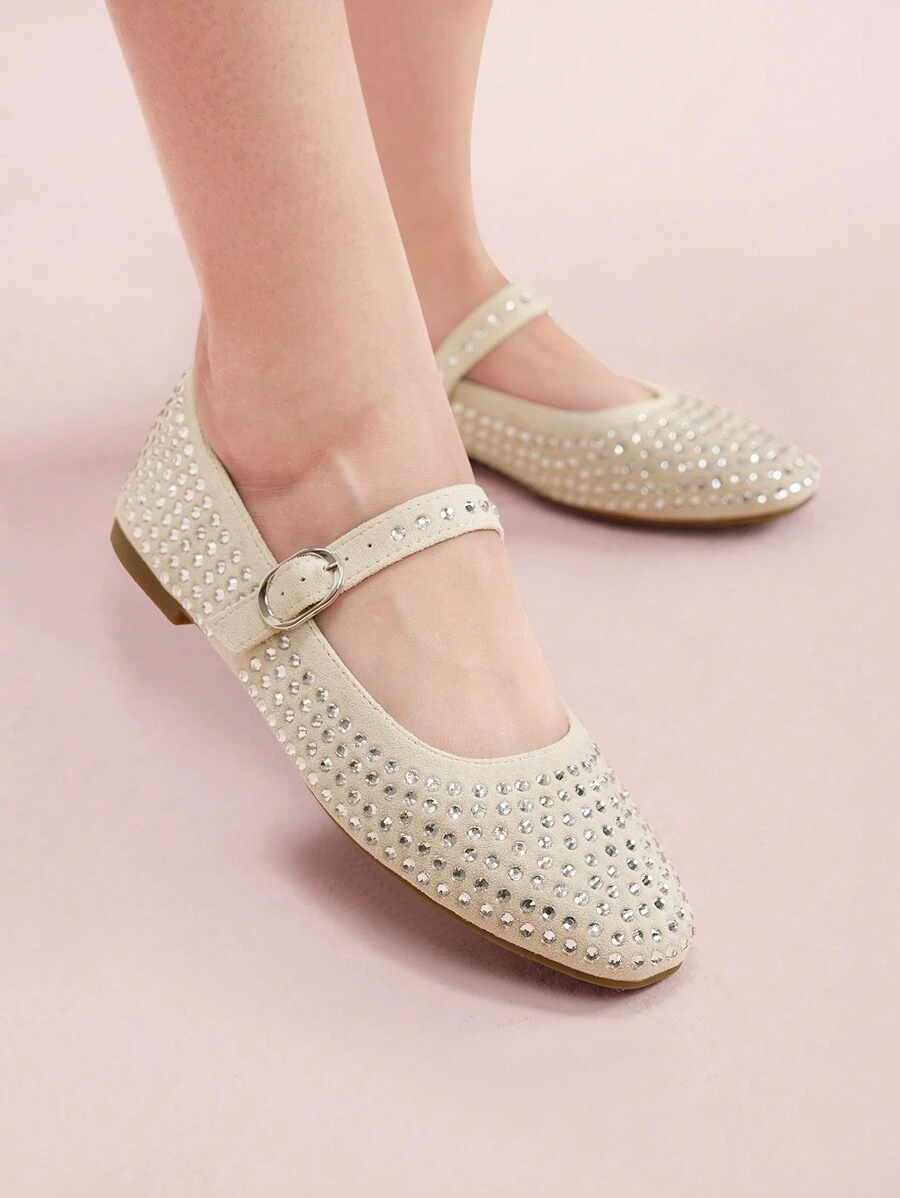 CUCCOO DOLLMOD Women's Fashionable Apricot Ballerina Mary Jane Flat Shoes, Cute And Sweet For Students Fall