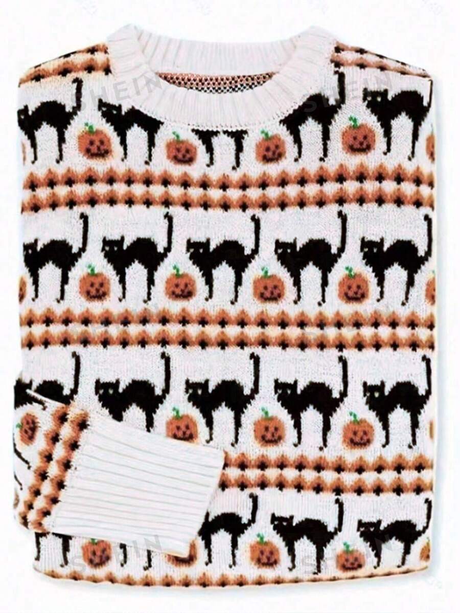 Chiquease Nuevo suéter tejido de cuello redondo de manga larga, elegante y vintage