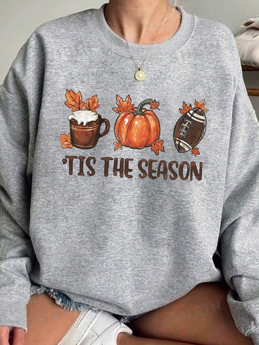 INAWLY Sudadera amplia de felpa con diseño de dibujos animados y eslogan de Halloween para talla grande
