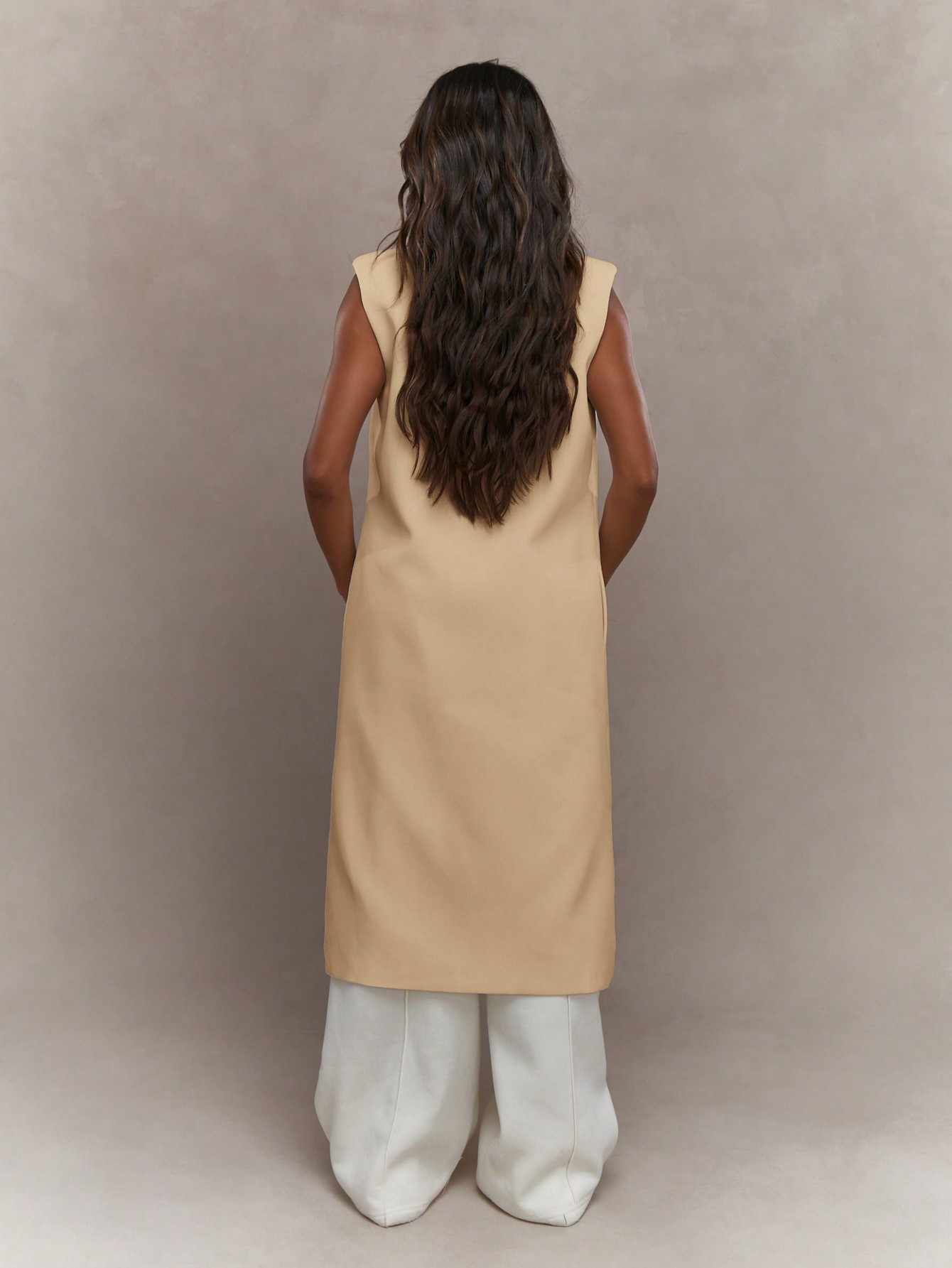 MISSGUIDED ノースリーブ ダブルブレスト フロアレングス