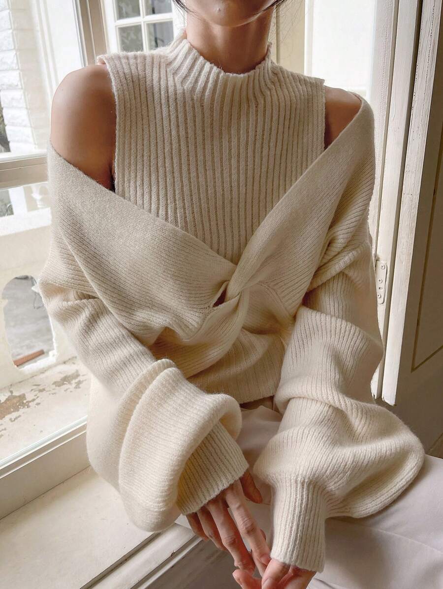 DAZY Twist Design Cropped Knit Trui Voor Dames