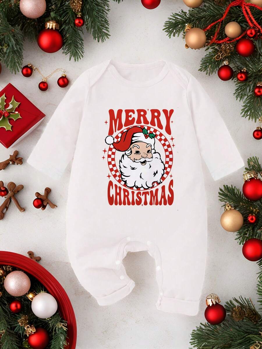 Comfortabele romper met lange mouwen voor jongens met kerstthema, Kerstmis