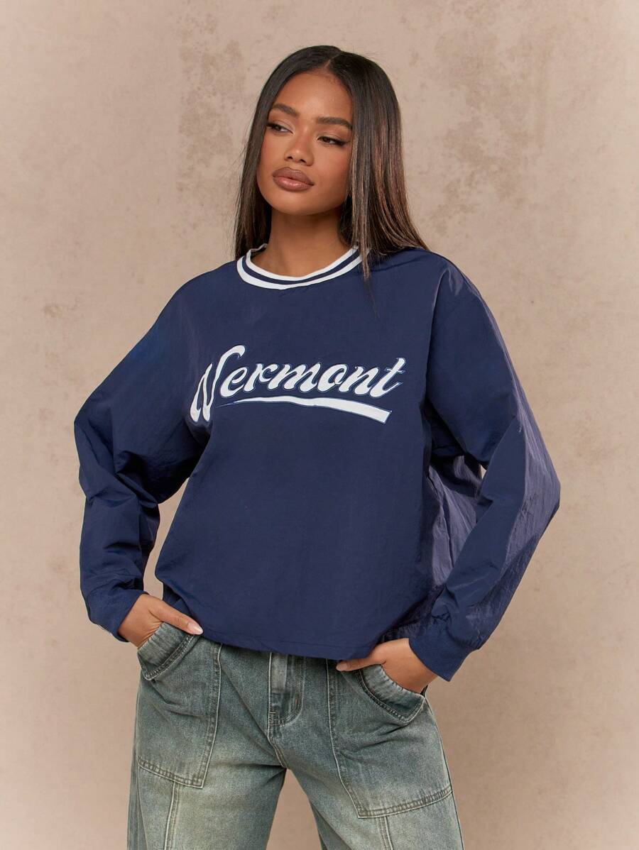 MISSGUIDED Camisa de manga larga con cuello de contraste "Vermont" de nailon