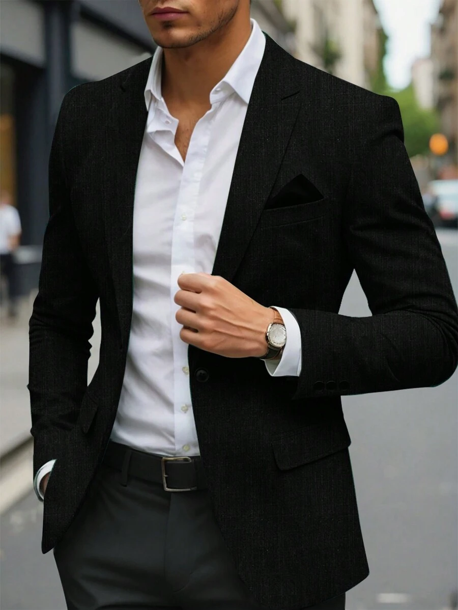 Manfinity Hypemode Blazer informal de color liso, otoñal