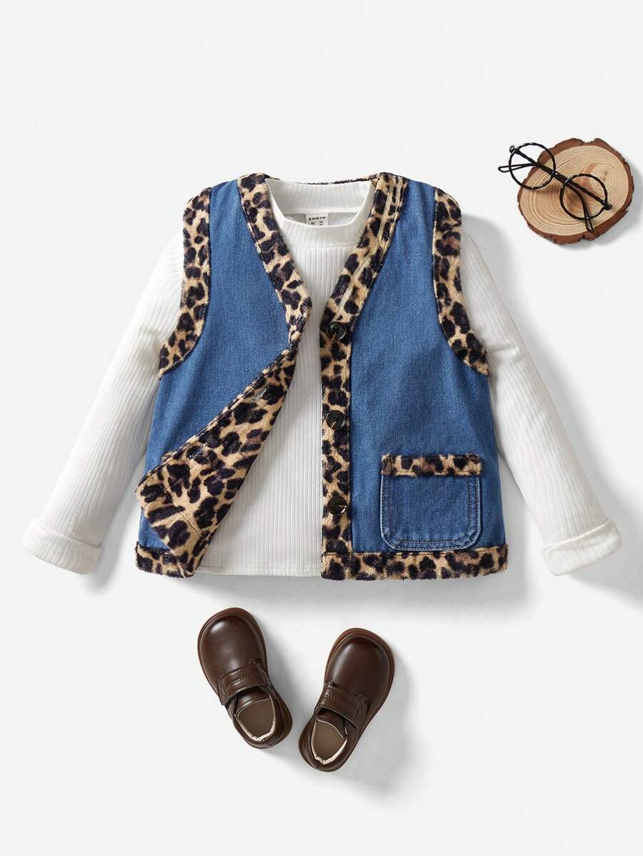 Young Girl New Autumn Winter Thermal Lined Denim Vest Jacket