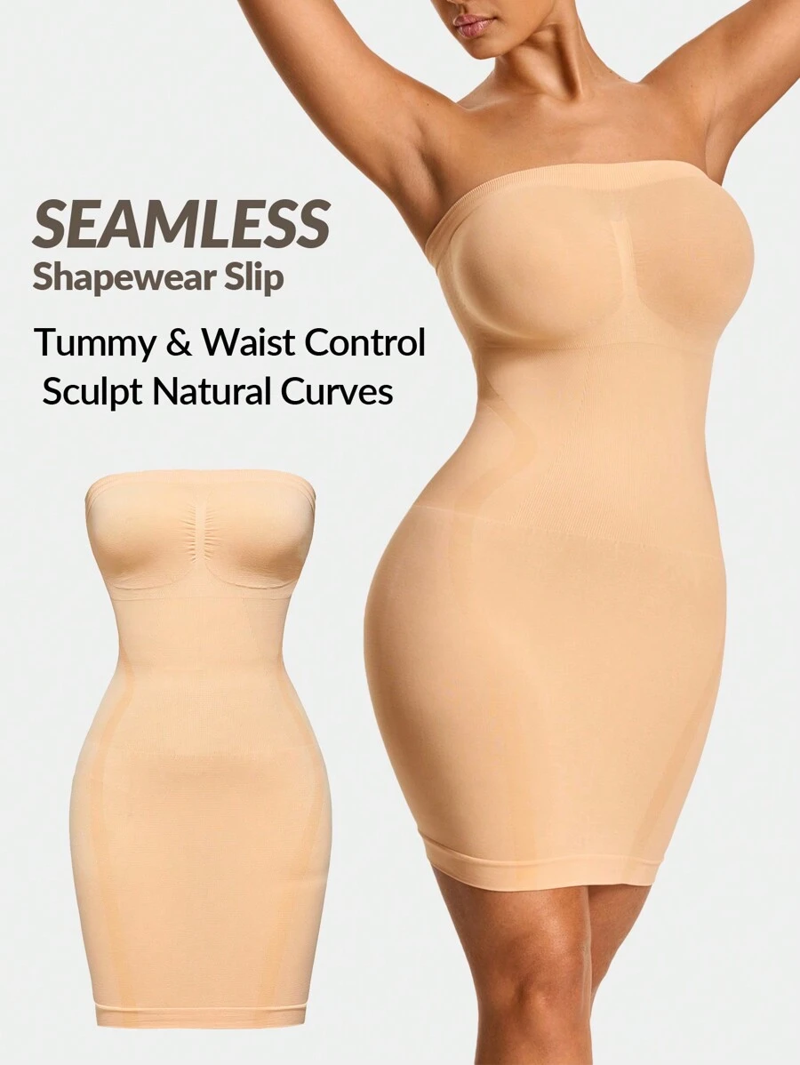 SHEIN Shape Seamless Shapewear Slip Dress Body Shaper Bust& Butt Lifter Tummy Waist Thigh Control