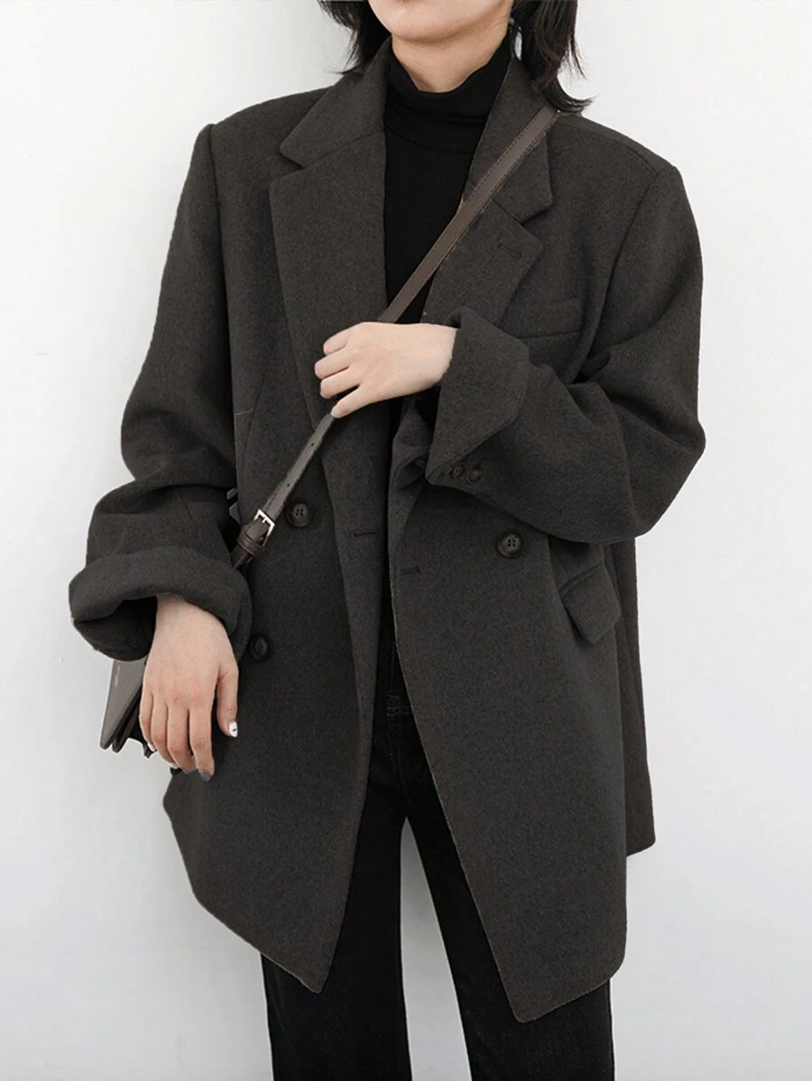 DAZY Women's Business Casual Warm Padded Loose Blazer Jacket