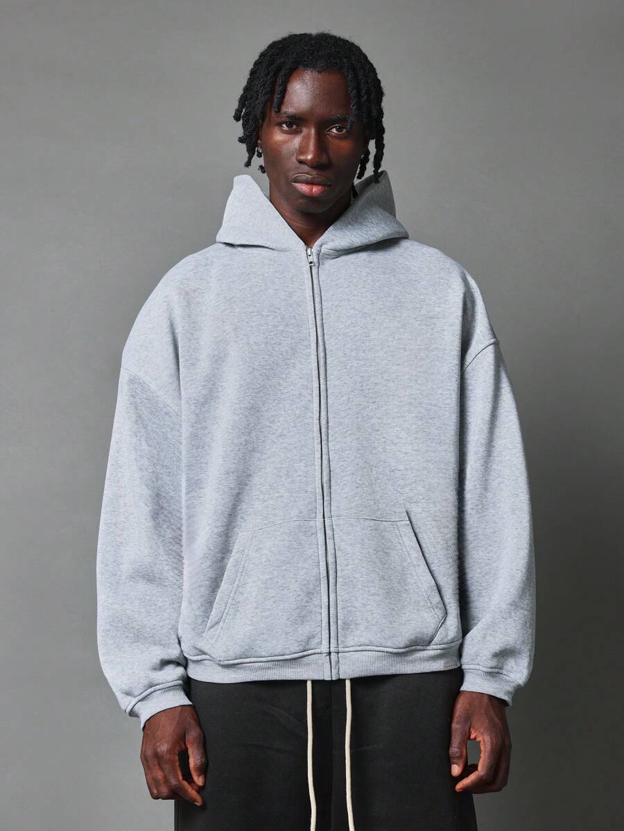 SUMWON Comfortable Full-Zip Athletic Hoodie Classic Sweatshirt With Drawstring Hood And Kangaroo Pockets Casual Essential Layering Piece Fall Winter Workout Sporty Loungewear
