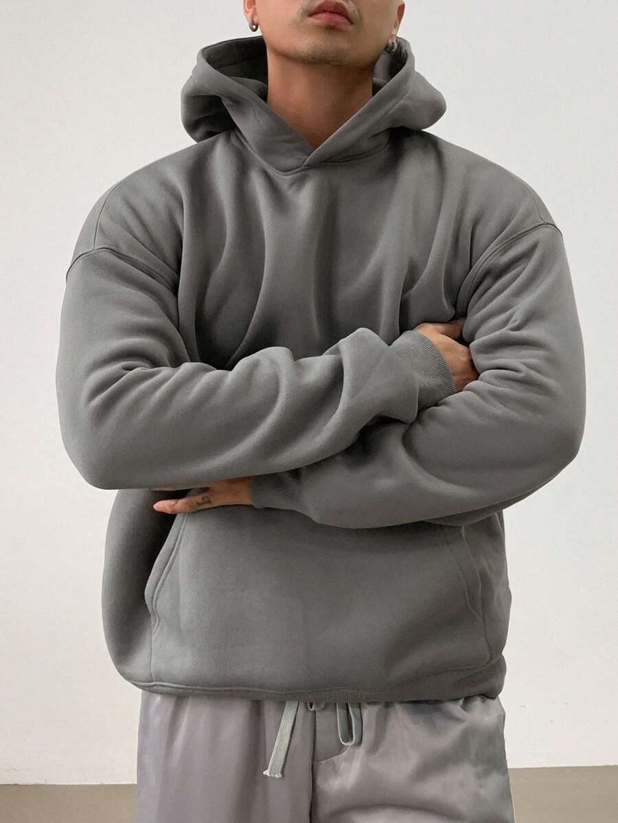 DAZY Men's Solid Color Long Sleeve Pocket Casual Loose Hoodie, Autumn