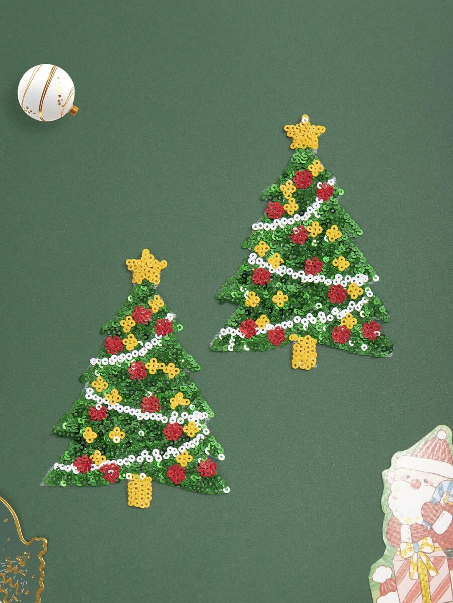 Tampón de árbol de Navidad con lentejuelas de talla grande, adecuado para Navidad