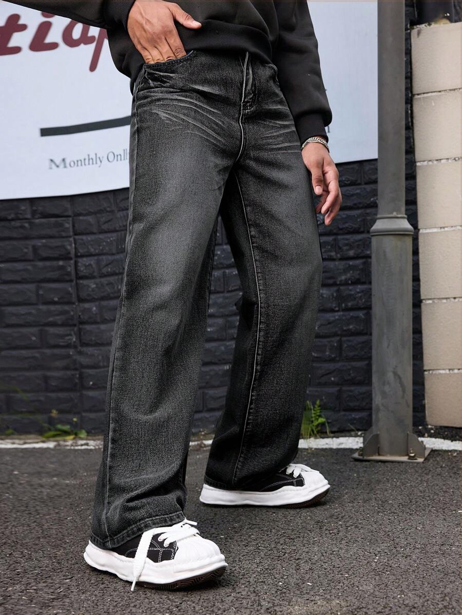 SHEIN Lässige Teenager Jungen Jeans in Blau, bequem für den täglichen Gebrauch und Schulbesuch, Jungenkleidung