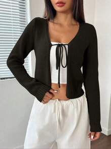 Flirla Women Fashion Casual Front Tie Long Sleeve Cardigan,Long Sleeve Tops Fall Winter Cloth For Women