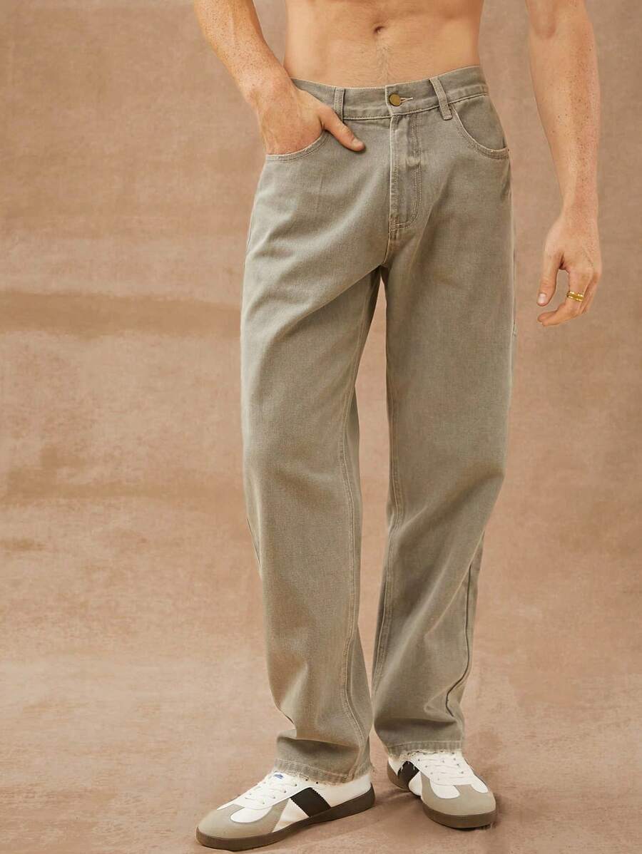 Pantalones vaqueros rectos de servicio de algodón premium para hombres