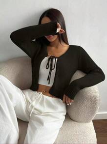 Flirla Women Fashion Casual Front Tie Long Sleeve Cardigan,Long Sleeve Tops Fall Winter Cloth For Women