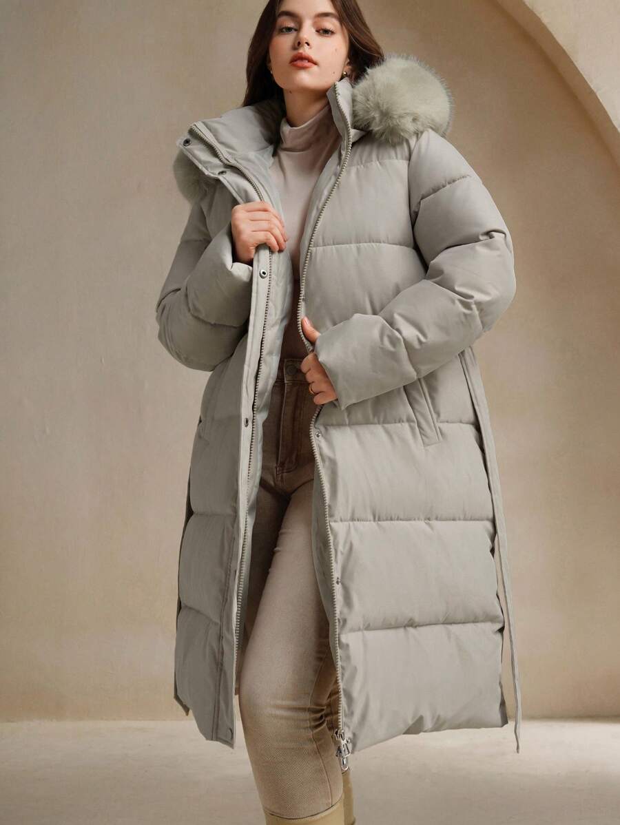Anewsta Abrigos con capucha y cuello esponjoso para mujer talla grande, para invierno