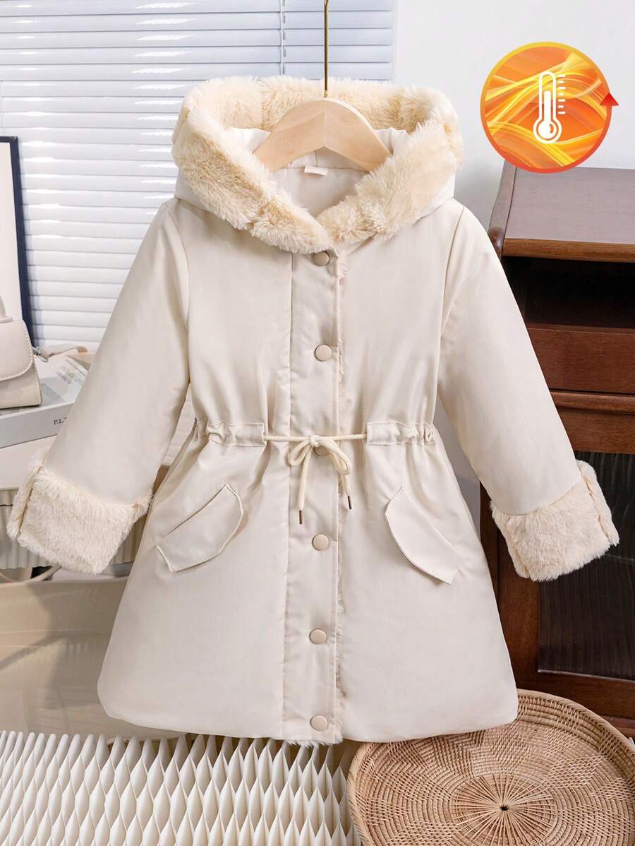 Novo estilo de casacos de inverno casuais com capuz para meninas