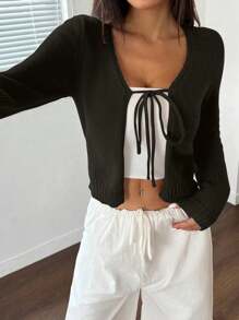 Flirla Women Fashion Casual Front Tie Long Sleeve Cardigan,Long Sleeve Tops Fall Winter Cloth For Women