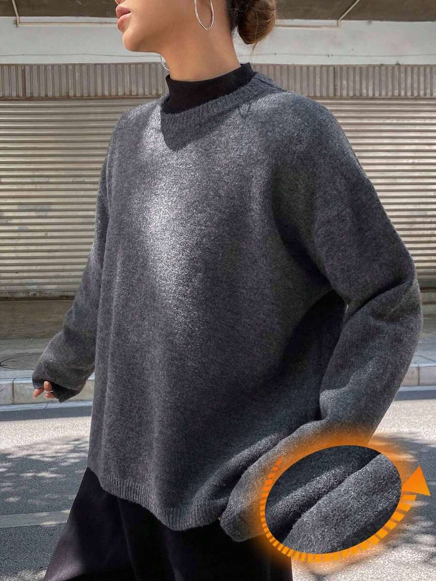 DAZY Casual Round Neck Women Knitted Sweater